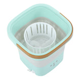 Mini Washing Machine Foldable Small Washing Machine Wash and Dry with Drain Basket for Kids Clothes Underwear Apartment Dorm Camping 100‑240V Blue Green US Plug