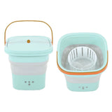 Mini Washing Machine Foldable Small Washing Machine Wash and Dry with Drain Basket for Kids Clothes Underwear Apartment Dorm Camping 100‑240V Blue Green US Plug
