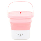 Portable Foldable Washing Machine Large Capacity Low Noise Mini Small Washer for Home 100‑240V Pink+White US Plug