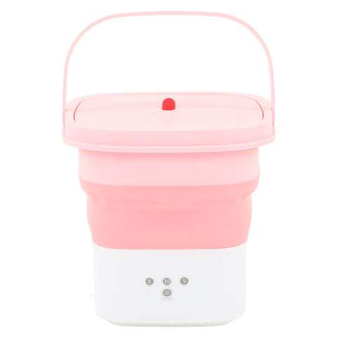 Portable Foldable Washing Machine Large Capacity Low Noise Mini Small Washer for Home 100‑240V Pink+White US Plug