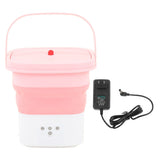 Portable Foldable Washing Machine Large Capacity Low Noise Mini Small Washer for Home 100‑240V Pink+White US Plug