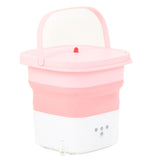 Portable Foldable Washing Machine Large Capacity Low Noise Mini Small Washer for Home 100‑240V Pink+White US Plug