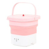 Portable Foldable Washing Machine Large Capacity Low Noise Mini Small Washer for Home 100‑240V Pink+White US Plug