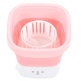 Portable Foldable Washing Machine Large Capacity Low Noise Mini Small Washer for Home 100‑240V Pink+White US Plug
