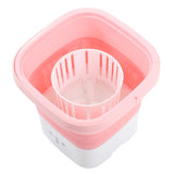 Portable Foldable Washing Machine Large Capacity Low Noise Mini Small Washer for Home 100‑240V Pink+White US Plug