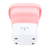 Portable Foldable Washing Machine Large Capacity Low Noise Mini Small Washer for Home 100‑240V Pink+White US Plug