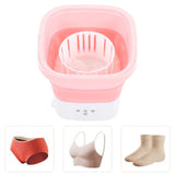 Portable Foldable Washing Machine Large Capacity Low Noise Mini Small Washer for Home 100‑240V Pink+White US Plug