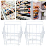 2Pcs Freezer Wire Storage Basket Organizer Bin Hanging Metal Rack with PE Coating L 44.5cm X W 24.5cm X H 20cm