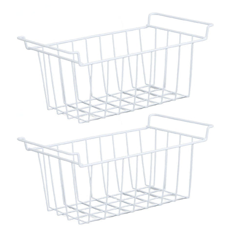 2Pcs Freezer Wire Storage Basket Organizer Bin Hanging Metal Rack with PE Coating L 45cm X W 24.5cm X H 20cm In Australia - Darrahopens