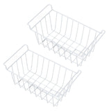 2Pcs Freezer Wire Storage Basket Organizer Bin Hanging Metal Rack with PE Coating L 45cm X W 24.5cm X H 20cm
