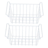 2Pcs Freezer Wire Storage Basket Organizer Bin Hanging Metal Rack with PE Coating L 45cm X W 24.5cm X H 20cm