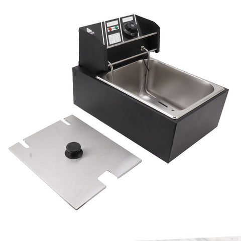 Electric Deep Fryer Stainless Steel Single Cylinder Single Sieve 6L Electric Immersion Deep Fryer for Fried Chicken French Fries Black EU Plug 220V 2500W In Australia - Darrahopens