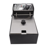 Electric Deep Fryer Stainless Steel Single Cylinder Single Sieve 6L Electric Immersion Deep Fryer for Fried Chicken French Fries Black EU Plug 220V 2500W