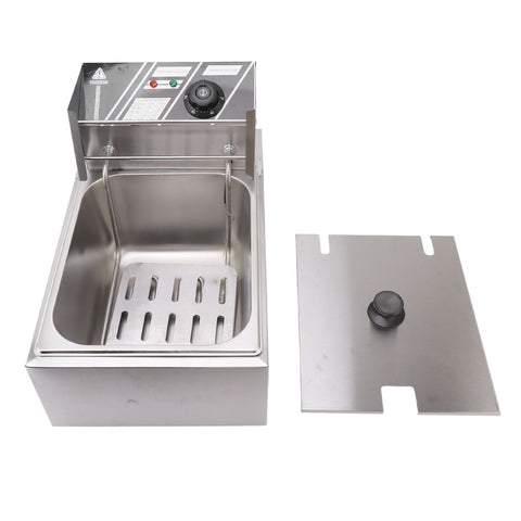 Electric Deep Fryer Stainless Steel Single Cylinder Single Sieve 6L Electric Immersion Deep Fryer for Fried Chicken French Fries Silver EU Plug 220V 2500W In Australia - Darrahopens