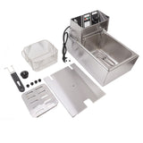 Electric Deep Fryer Stainless Steel Single Cylinder Single Sieve 6L Electric Immersion Deep Fryer for Fried Chicken French Fries Silver EU Plug 220V 2500W In Australia - Darrahopens