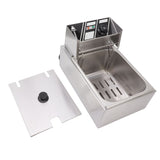 Electric Deep Fryer Stainless Steel Single Cylinder Single Sieve 6L Electric Immersion Deep Fryer for Fried Chicken French Fries Silver EU Plug 220V 2500W In Australia - Darrahopens