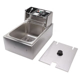 Electric Deep Fryer Stainless Steel Single Cylinder Single Sieve 6L Electric Immersion Deep Fryer for Fried Chicken French Fries Silver EU Plug 220V 2500W