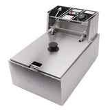 Electric Deep Fryer Stainless Steel Single Cylinder Single Sieve 6L Electric Immersion Deep Fryer for Fried Chicken French Fries Silver EU Plug 220V 2500W