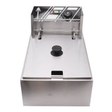 Electric Deep Fryer Stainless Steel Single Cylinder Single Sieve 6L Electric Immersion Deep Fryer for Fried Chicken French Fries Silver EU Plug 220V 2500W