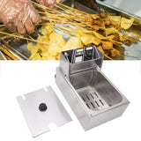 Electric Deep Fryer Stainless Steel Single Cylinder Single Sieve 6L Electric Immersion Deep Fryer for Fried Chicken French Fries Silver EU Plug 220V 2500W