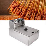 Electric Deep Fryer Stainless Steel Single Cylinder Single Sieve 6L Electric Immersion Deep Fryer for Fried Chicken French Fries Silver EU Plug 220V 2500W