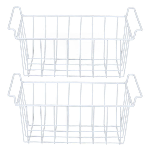 2pcs Refrigerator Freezer Baskets Large Household Wire Storage Basket Bins Organizer with Handles for Pantry 47.5x24.5x20cm / 18.7x9.6x7.9in In Australia - Darrahopens