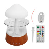 Rain Cloud Humidifier 7 Changing Color Light Rain Drop Humidifier Diffuser with Remote Control for Relax Sleeping Wood Grain