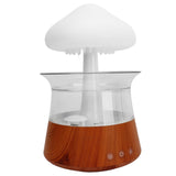 Rain Cloud Humidifier 7 Changing Color Light Rain Drop Humidifier Diffuser with Remote Control for Relax Sleeping Wood Grain
