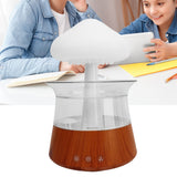 Rain Cloud Humidifier 7 Changing Color Light Rain Drop Humidifier Diffuser with Remote Control for Relax Sleeping Wood Grain