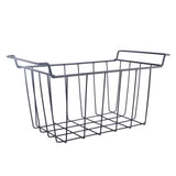 2 Pcs Freezer Wire Storage Basket PE Coated Hanging Rack Organizer Bin Black for Refrigerator Shelves L 39cm X W 20cm X H 20cm