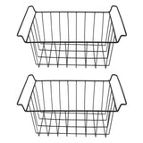 2 Pcs Freezer Wire Storage Basket PE Coated Hanging Rack Organizer Bin Black for Refrigerator Shelves L 41.5cm X W 24.5cm X H 20cm