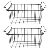 2 Pcs Freezer Wire Storage Basket PE Coated Hanging Rack Organizer Bin Black for Refrigerator Shelves L 42.5cm X W 24.5cm X H 20cm In Australia - Darrahopens