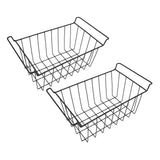 2 Pcs Freezer Wire Storage Basket PE Coated Hanging Rack Organizer Bin Black for Refrigerator Shelves L 42.5cm X W 24.5cm X H 20cm
