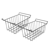 2 Pcs Freezer Wire Storage Basket PE Coated Hanging Rack Organizer Bin Black for Refrigerator Shelves L 42.5cm X W 24.5cm X H 20cm