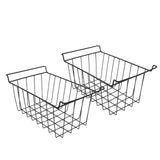 2 Pcs Freezer Wire Storage Basket PE Coated Hanging Rack Organizer Bin Black for Refrigerator Shelves L 42.5cm X W 24.5cm X H 20cm