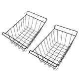 2 Pcs Freezer Wire Storage Basket PE Coated Hanging Rack Organizer Bin Black for Refrigerator Shelves L 47.5cm X W 24.5cm X H 20cm