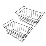 2 Pcs Freezer Wire Storage Basket PE Coated Hanging Rack Organizer Bin Black for Refrigerator Shelves L 49.5cm X W 24.5cm X H 20cm