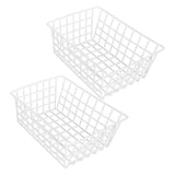 2Pcs Freezer Wire Storage Basket Organizer Large Capacity Bin Hanging Metal Rack for Bread Fruits