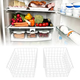 2Pcs Freezer Wire Storage Basket Organizer Large Capacity Bin Hanging Metal Rack for Bread Fruits