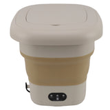 9L Folding Washing Machine Mini Portable Washing Machine Underwear Bucket Washer for Household Dormitory 100‑240V Khaki EU Plug In Australia - Darrahopens