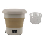 9L Folding Washing Machine Mini Portable Washing Machine Underwear Bucket Washer for Household Dormitory 100‑240V Khaki EU Plug In Australia - Darrahopens