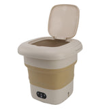 9L Folding Washing Machine Mini Portable Washing Machine Underwear Bucket Washer for Household Dormitory 100‑240V Khaki EU Plug