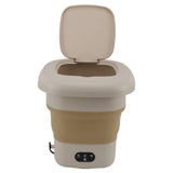 9L Folding Washing Machine Mini Portable Washing Machine Underwear Bucket Washer for Household Dormitory 100‑240V Khaki EU Plug