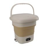 9L Folding Washing Machine Mini Portable Washing Machine Underwear Bucket Washer for Household Dormitory 100‑240V Khaki EU Plug