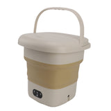 9L Folding Washing Machine Mini Portable Washing Machine Underwear Bucket Washer for Household Dormitory 100‑240V Khaki EU Plug