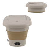 9L Folding Washing Machine Mini Portable Washing Machine Underwear Bucket Washer for Household Dormitory 100‑240V Khaki EU Plug
