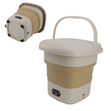9L Folding Washing Machine Mini Portable Washing Machine Underwear Bucket Washer for Household Dormitory 100‑240V Khaki EU Plug