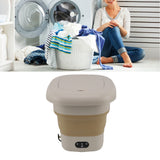 9L Folding Washing Machine Mini Portable Washing Machine Underwear Bucket Washer for Household Dormitory 100‑240V Khaki EU Plug