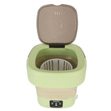 10L Foldable Washing Machine Mini Underwear Laundry Machine Small Portable Washing Machine for Dormitory Hotel Travel Green US Plug
