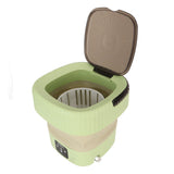 10L Foldable Washing Machine Mini Underwear Laundry Machine Small Portable Washing Machine for Dormitory Hotel Travel Green US Plug